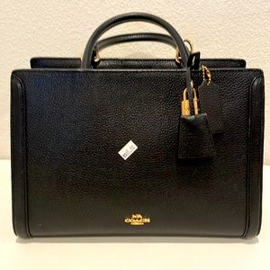 Coach black leather hand bag